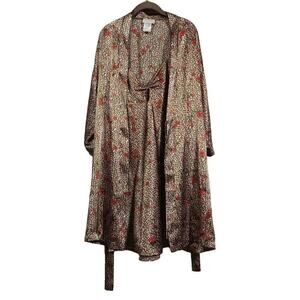 Inner Most Vintage NightgownLeopard Print Dress Tank Robe Two Piece Size Large 